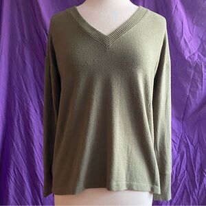 Moss Green V-Neck Sweater from LOFT. Size S.
